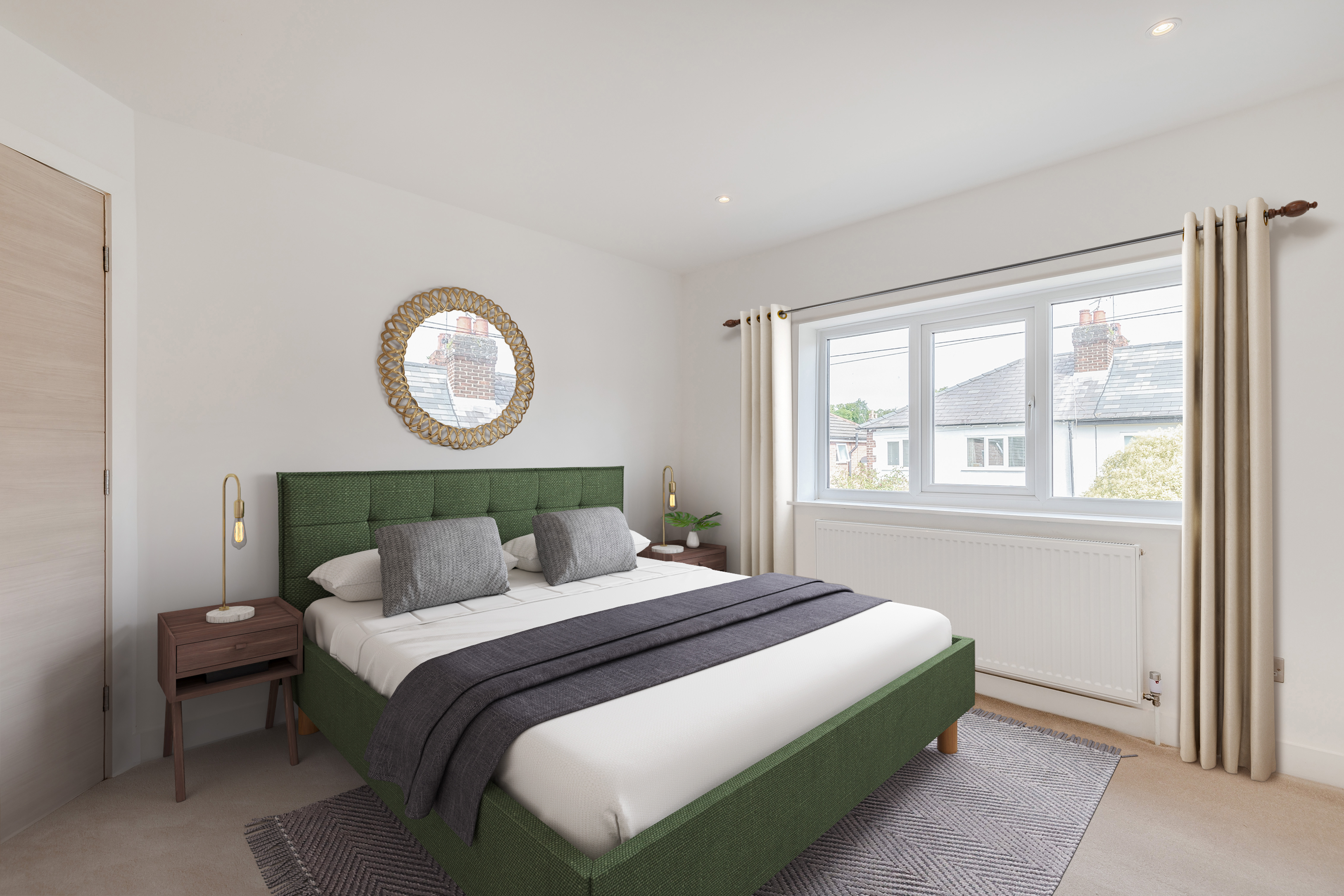 Virtually staged bedroom showing how property presentation influences buyer perception and first impressions online.